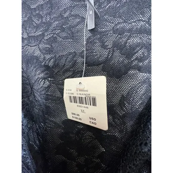 Anthropologie Long-Sleeve Sheer Lace Bodysuit Black Size XL NEW - Picture 8 of 9